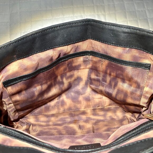 Stuart Weitzman Collection Black Leather Double Strap Turnlock Flap Shoulder Bag - Picture 8 of 16